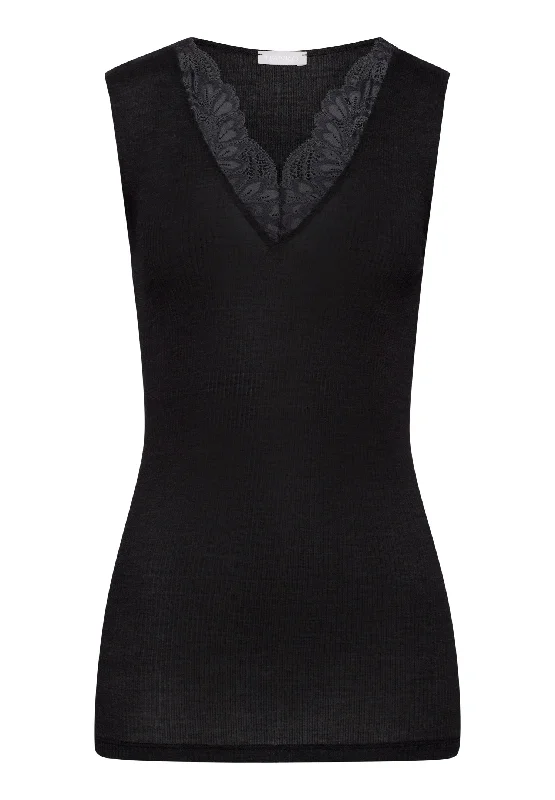 Maria Wool And Silk V-Neck Tank Top | Phantom 70899-924 halter tank top