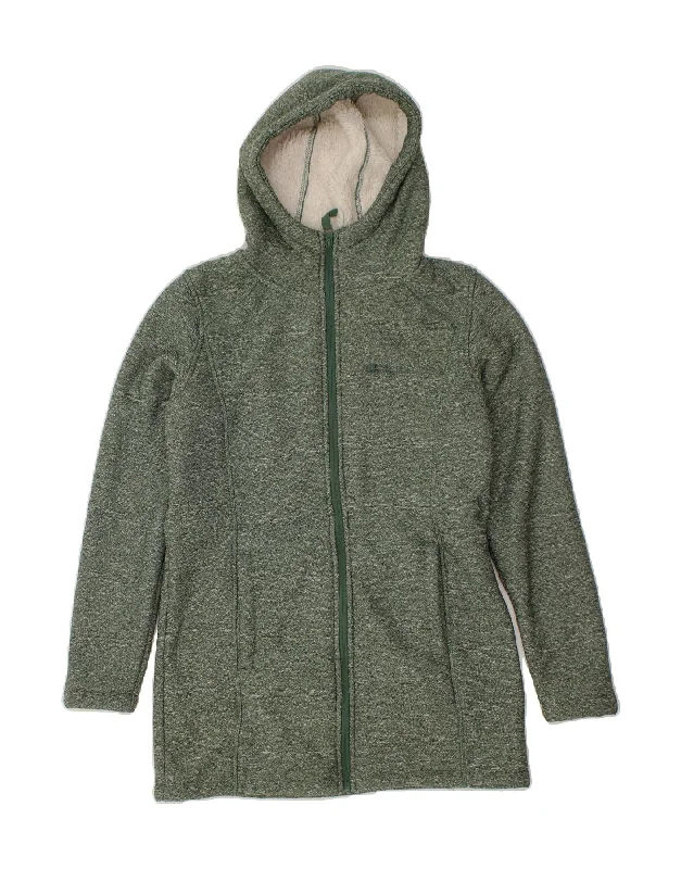 MOUNTAIN WAREHOUSE Womens Longline Zip Hoodie Sweater UK 10 Small Green Satin Fabric Silk Fabric Chiffon Fabric