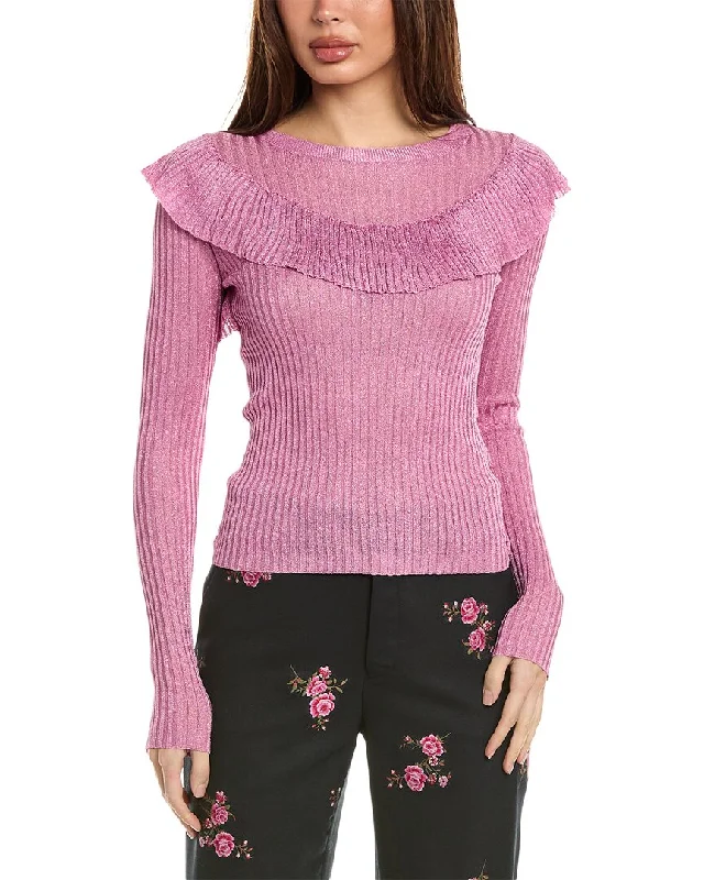 RED Valentino Sweater Solid Color Striped Floral Print