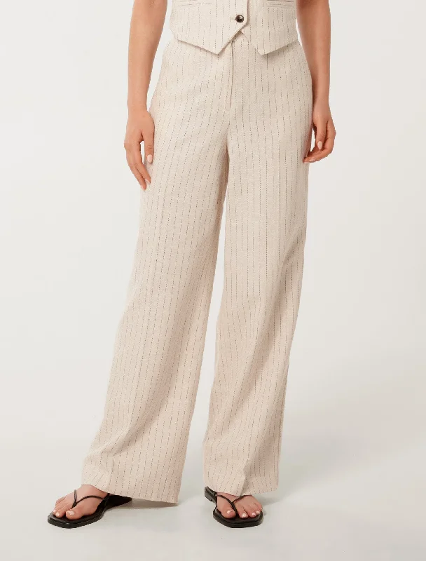 Blake Pinstripe Wide Leg Pants Chic Checkered Pants
