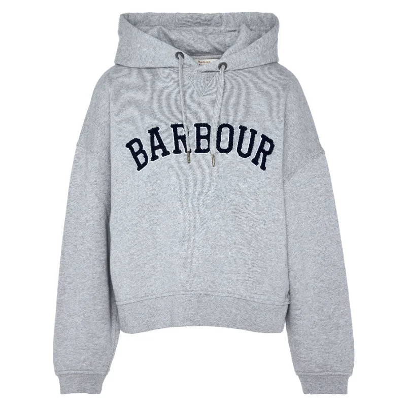 Barbour Mayfield Ladies Hoodie - Light Grey Marl Hoodie with Double Zipper Versatile Adjustable Barbour Mayfield Ladies Hoodie - Light Grey Marl Hoodie with Double Zipper Versatile Adjustable