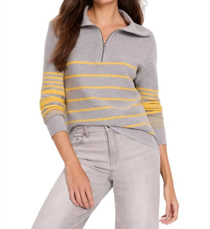 Easy Stripe Sweater In Grey Multi Handmade Hand-knitted Hand-woven