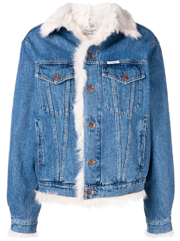 shearling-lined denim jacket Denim Jacket Leather Jacket Suede Jacket