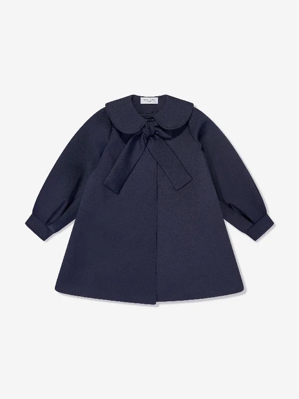 Mama Luma Girls Bow Detailed Jacket in Navy Cotton Jacket Linen Jacket Terry Jacket