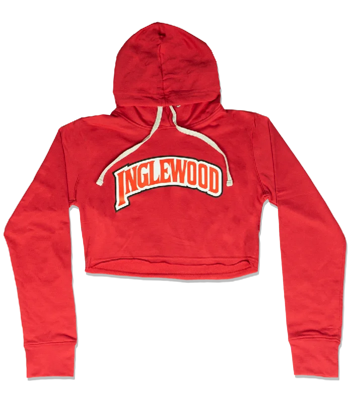 INGLEWOOD CROP HOODIE RED Hoodie with Snap Buttons Easy Quick