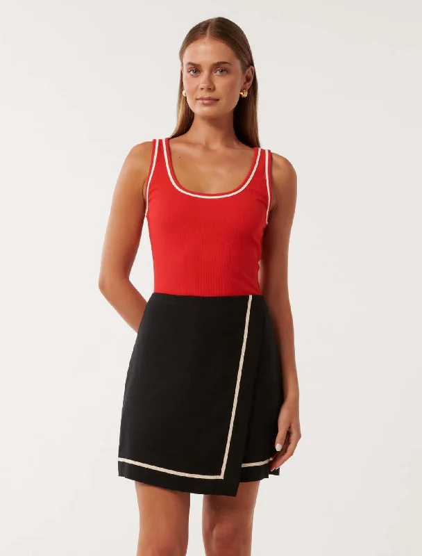 Rita Tipped Scoop Tank Top ribbed tank top