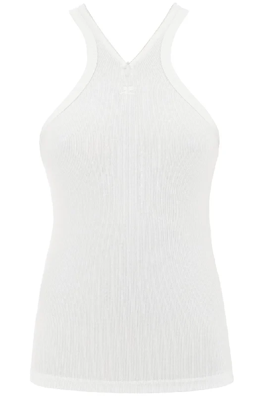 Courreges Women's Ribbed Tank Top With Zipper On The Neckline chic tank top