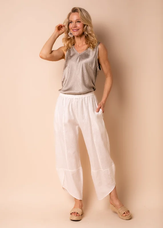 Rowen Linen Blend Pants in Cream Formal Slim Pants