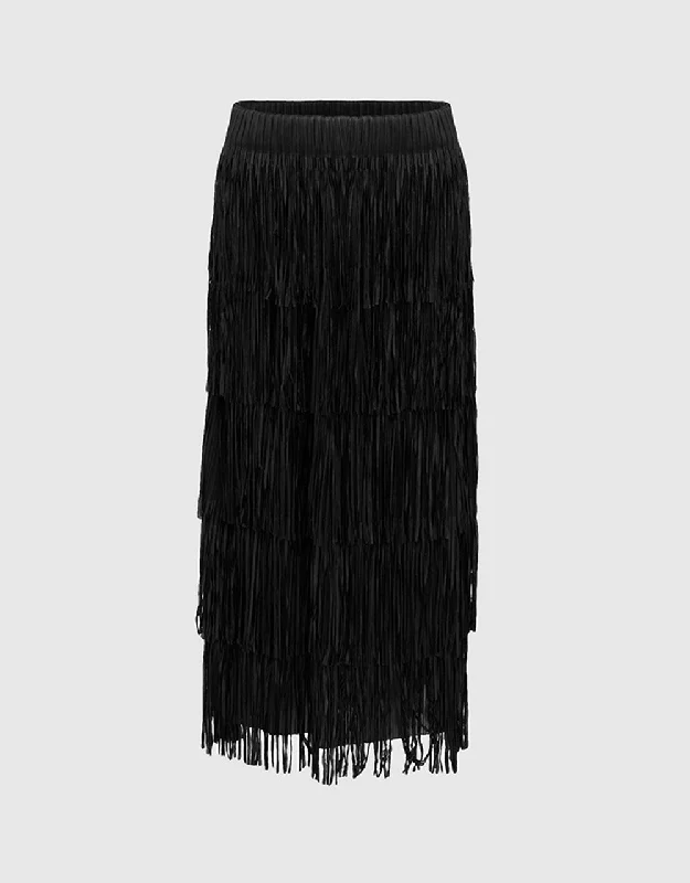 Elastic Waist Midi Straight Skirt linen skirt light