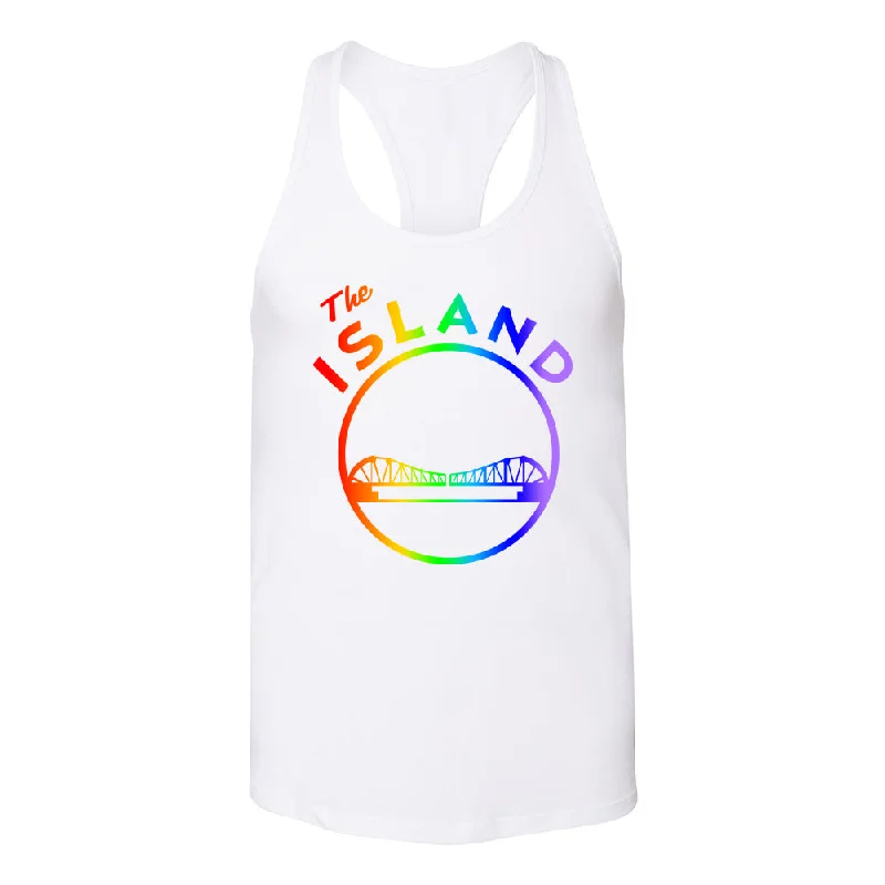 THE ISLAND WOMENS RACERBACK RAINBOW DTG TANK TOP print tank top