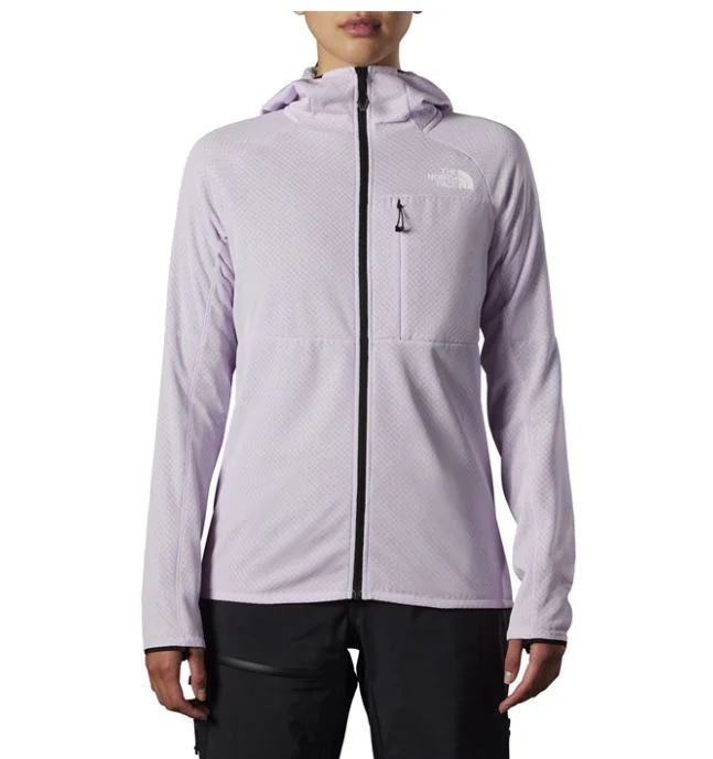 Womens The North Face Summit Futurefleece Lavender Full Zip Logo Hoodie Hoodie with Sequins Glamorous Eye-catching