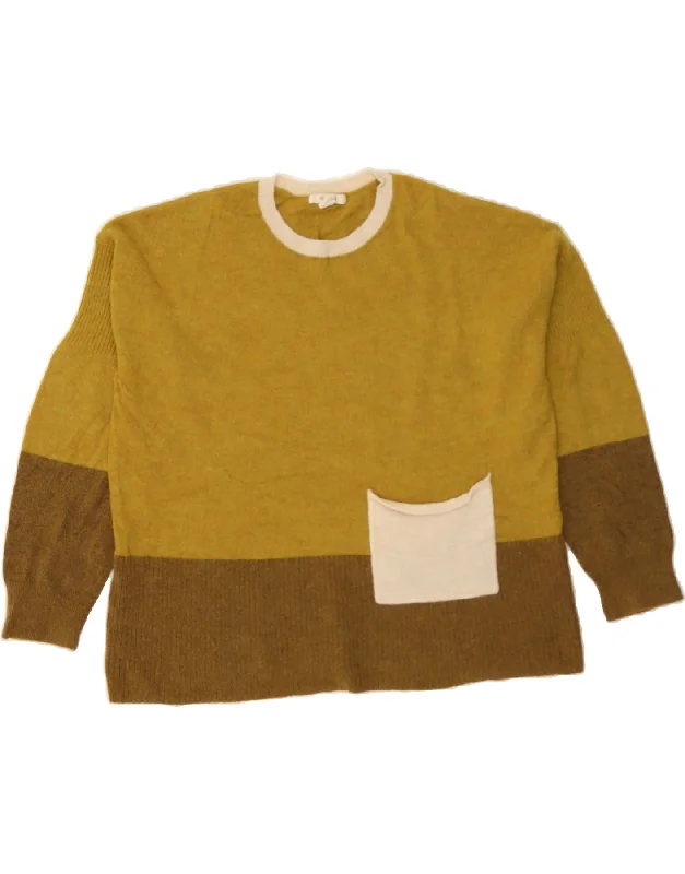WHITE STUFF Womens Crew Neck Jumper Sweater UK 14 Large Yellow Colourblock Layered Multi-layer Single Layer WHITE STUFF Womens Crew Neck Jumper Sweater UK 14 Large Yellow Colourblock Layered Multi-layer Single Layer