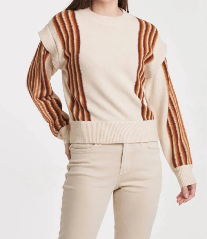 Kirsten Sweater In Creamy Terra Melage Collared Crew Neck Turtle Neck