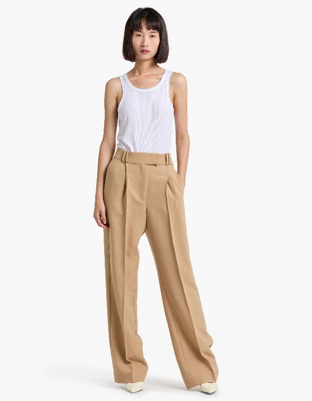 Irena Low Rise Slouch Pant - Wheat Chic Checkered Pants