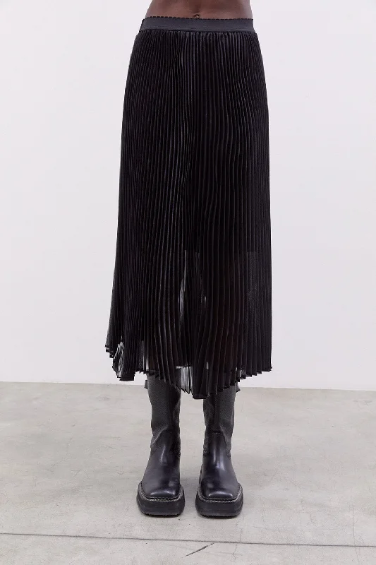 MEIMEIJ PLEATED SKIRT MAE1SK-BLACK zip skirt side