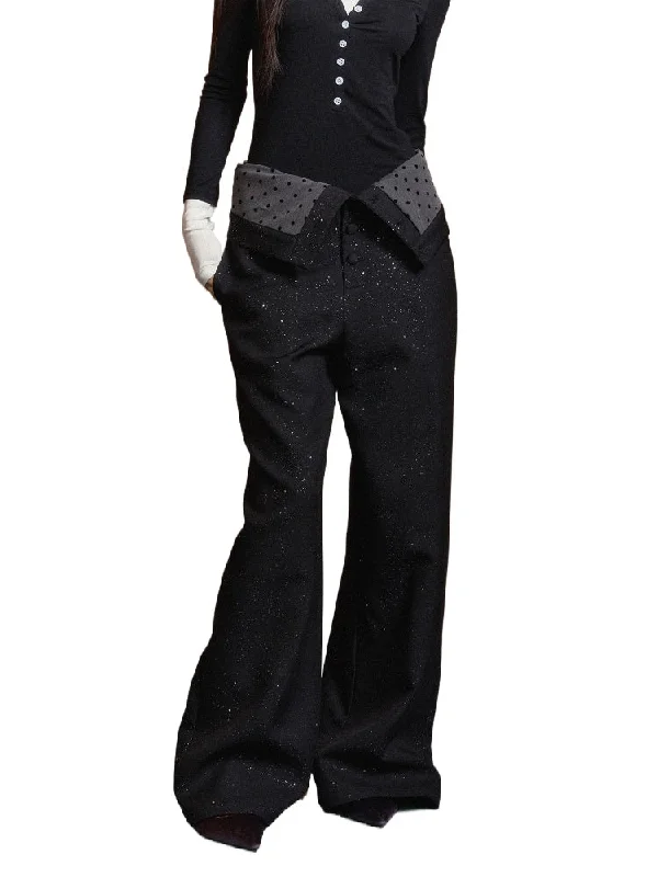 Polka Dot Contrast High-waist Suit Pants Formal Dress Pants