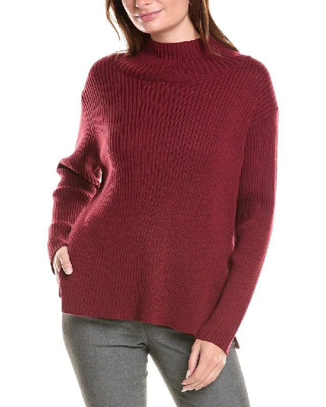 EILEEN FISHER Turtleneck Wool Sweater Notch Collar Peter Pan Collar Cowl Neck