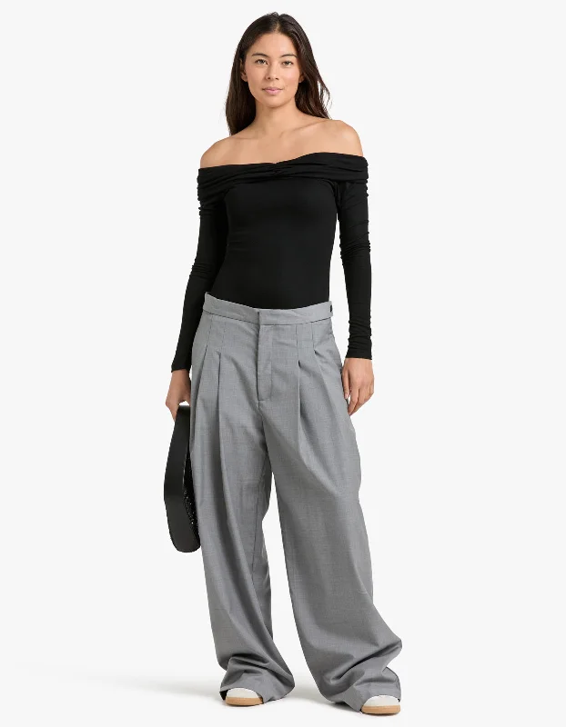 Adjustable Pants - Grey Warm Wool Trousers