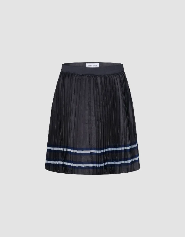 Pleated Mini A-Line Skirt denim skirt fashionable