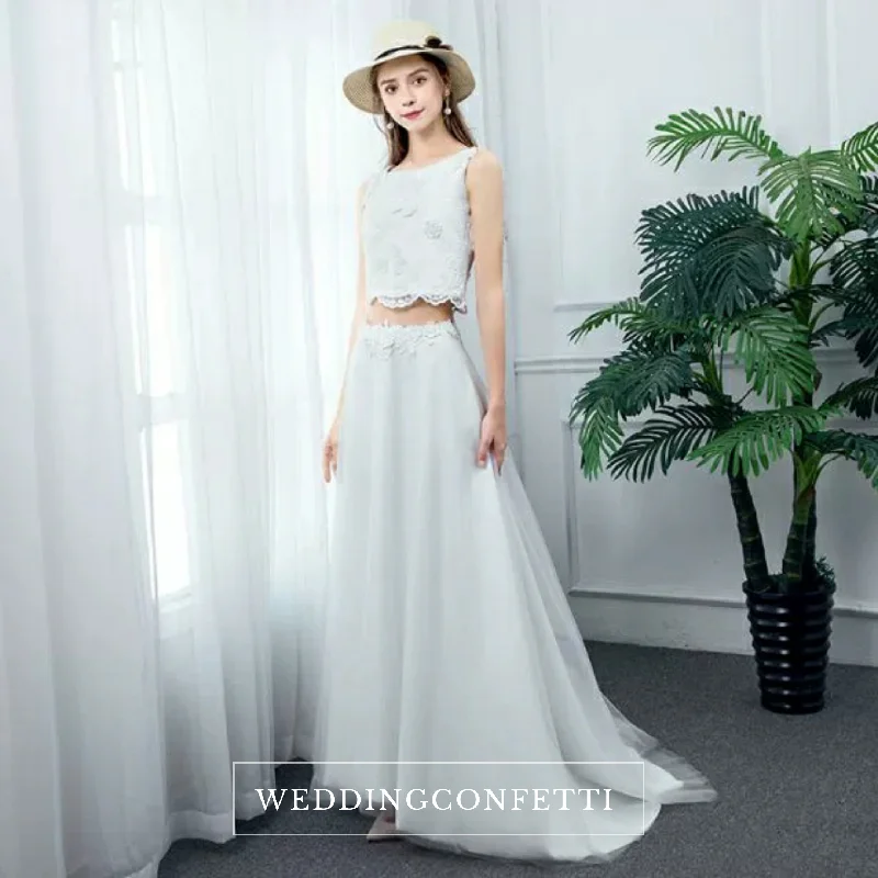 The Eartha Wedding Bridal Separates Cropped Top Maxi & Skirt (Customisable) chiffon skirt floaty