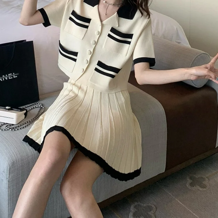 2 Pcs Women's Short Sleeve Solid Color Skirts Set L 542842 velvet skirt plush