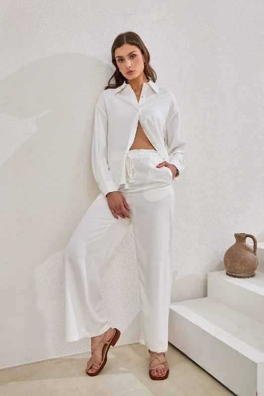 Page White Cupro Pants Modern Bootcut Pants