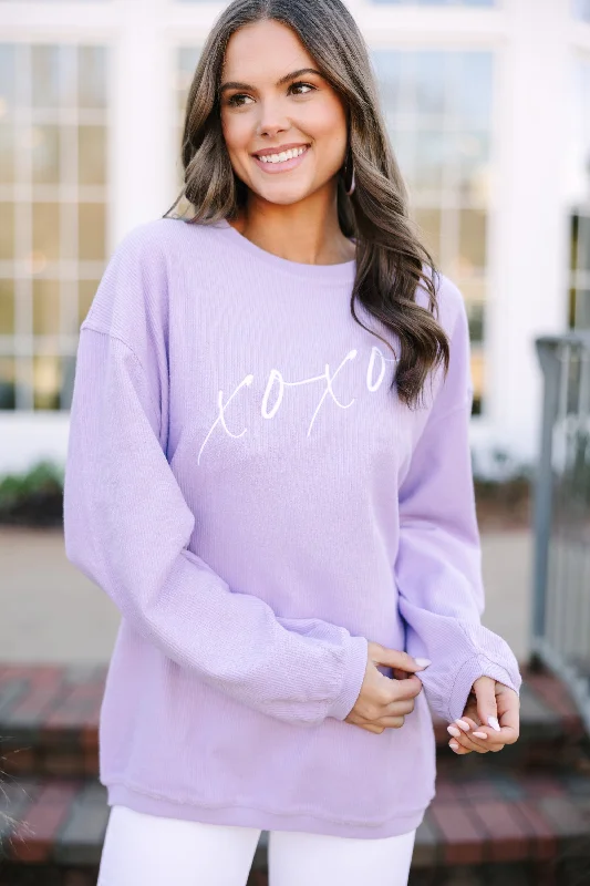 XoXo Lilac Embroidered Sweatshirt Oversized Hoodie Comfort Casual