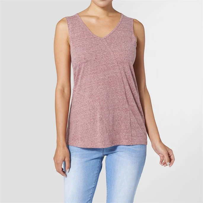 Haiden V-Neck Tank in Pink off shoulder tank