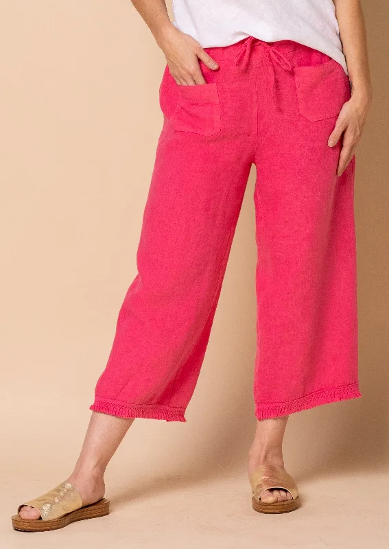 Jessi Linen Pants in Raspberry Sorbet Relaxed Linen Pants