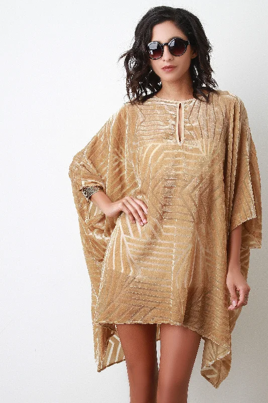 Velvet and Mesh Dolman Dress Tunics Fashionable trendy