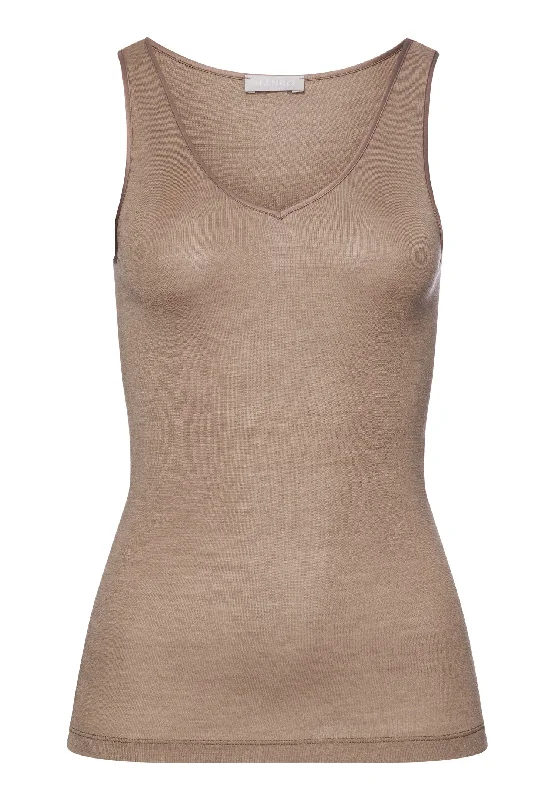 Woolen Silk W Wool And Silk V-Neck Tank Top | Taupe 71416-2847 sequin tank top