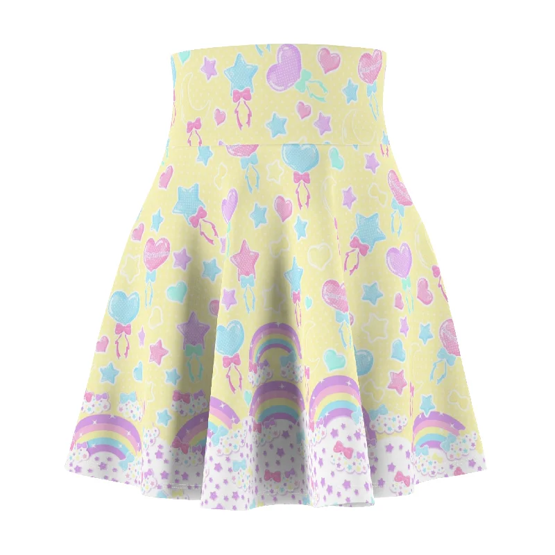 Pastel Party High Waist Skater Skirt (Yellow) velvet skirt rich