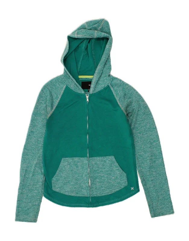 HURLEY Womens Dri Fit Zip Hoodie Sweater UK 10 Small Green Colourblock Spandex Rayon Corduroy HURLEY Womens Dri Fit Zip Hoodie Sweater UK 10 Small Green Colourblock Spandex Rayon Corduroy
