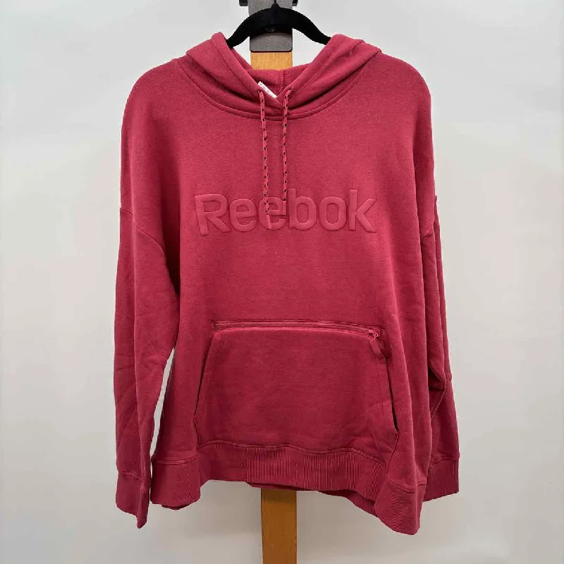 Reebok Women's Size XL Dusty Rose Logo Sweatshirt Hoodie with Slim Fit Tailored Modern