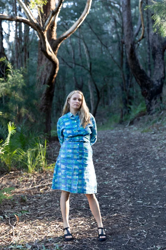CLEARANCE: A-Line Skirt - Retro Check elastic waist skirt