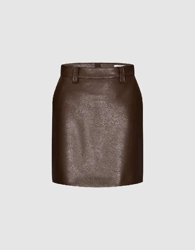 Vegan Leather Mini Straight Skirt chiffon skirt floaty