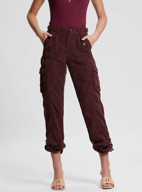 Eco Maroon Nessi Cargo Pants Casual Skinny Fit Pants