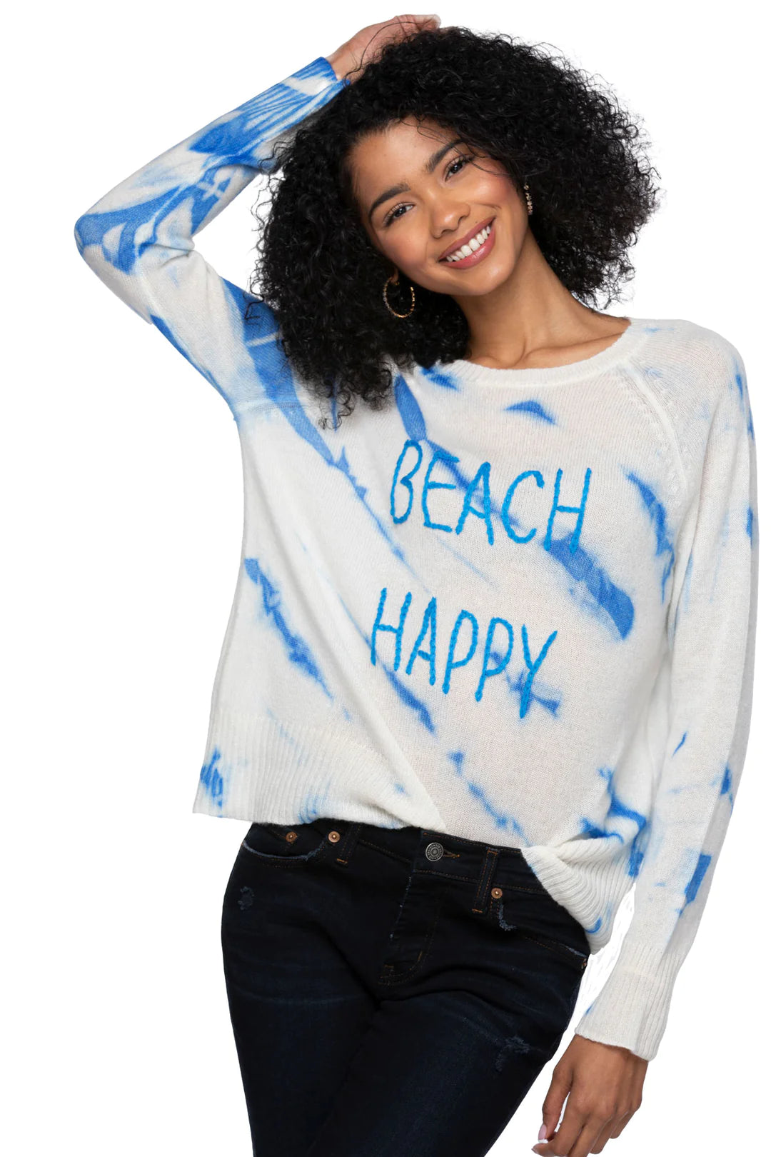 Beach Happy Tie Dye Cashmere Sweater Handmade Hand-knitted Hand-woven