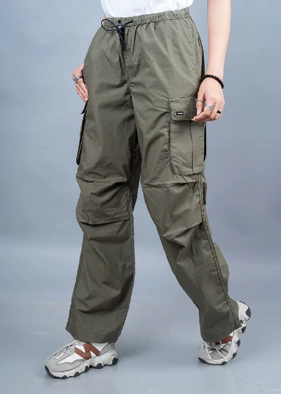 Parachute Pants For Women - Olive Green Classic Chino Pants