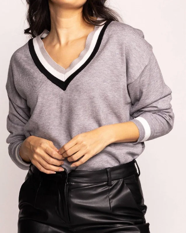 Monica Sweater In Grey Iron Safe Non-Iron Wrinkle Free