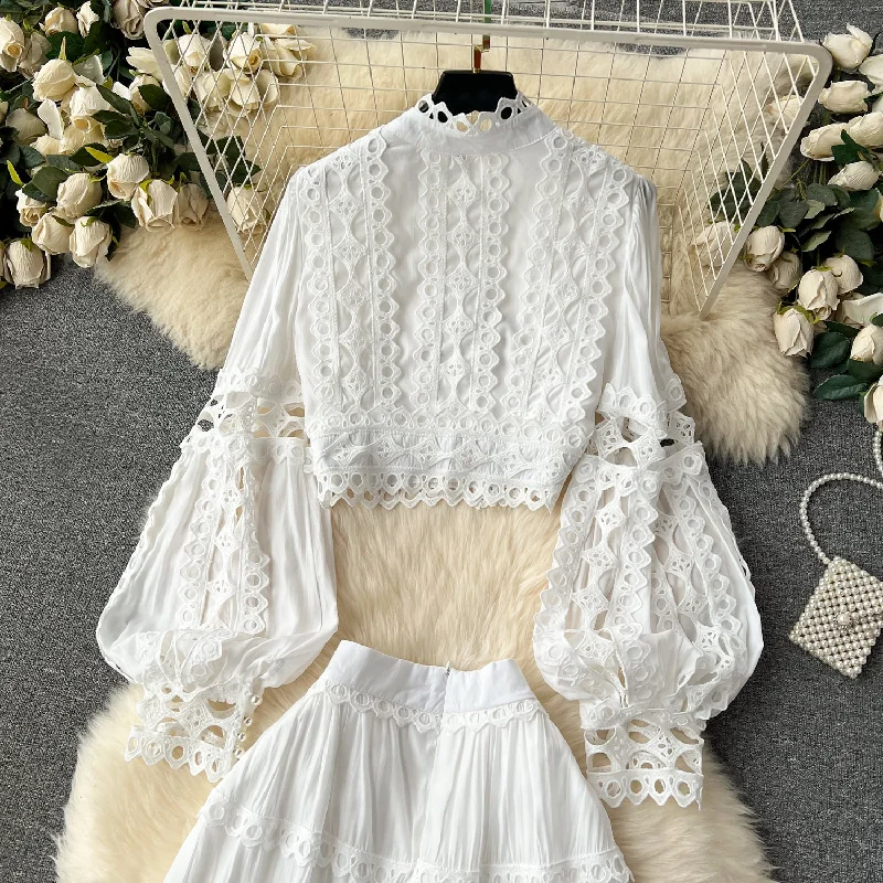 Romantic White Boho Bell Sleeve Top & Maxi Skirt Set lightweight skirt design