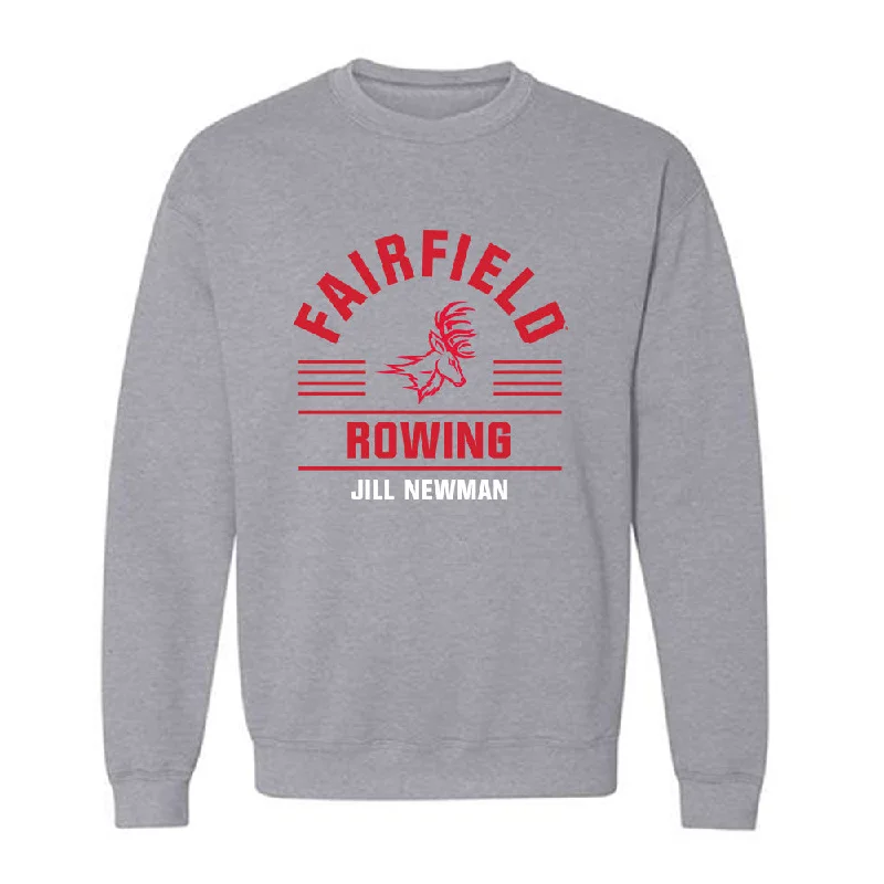 Fairfield - NCAA Women's Rowing : Jill Newman - Classic Fashion Shersey Crewneck Sweatshirt Hoodie with Raw Hem Edgy Unfinished Fairfield - NCAA Women's Rowing : Jill Newman - Classic Fashion Shersey Crewneck Sweatshirt Hoodie with Raw Hem Edgy Unfinished