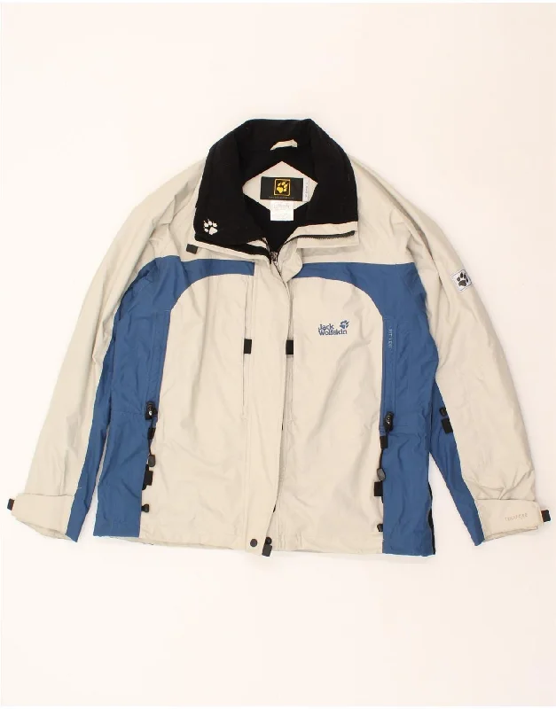 JACK WOLFSKIN Womens Windbreaker Jacket UK 14/16 Large White Colourblock Hoodie Zip-Up Jacket Button-Up Jacket JACK WOLFSKIN Womens Windbreaker Jacket UK 14/16 Large White Colourblock Hoodie Zip-Up Jacket Button-Up Jacket