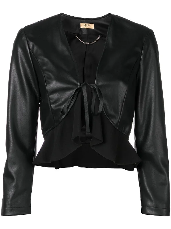 faux leather cropped jacket Herringbone Jacket Checkered Jacket Solid Jacket