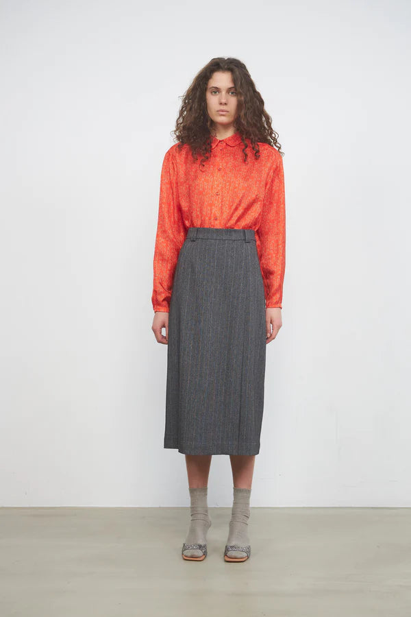 STELLA NOVA NEDA SKIRT - MÉLANGE GREY velvet skirt luxury