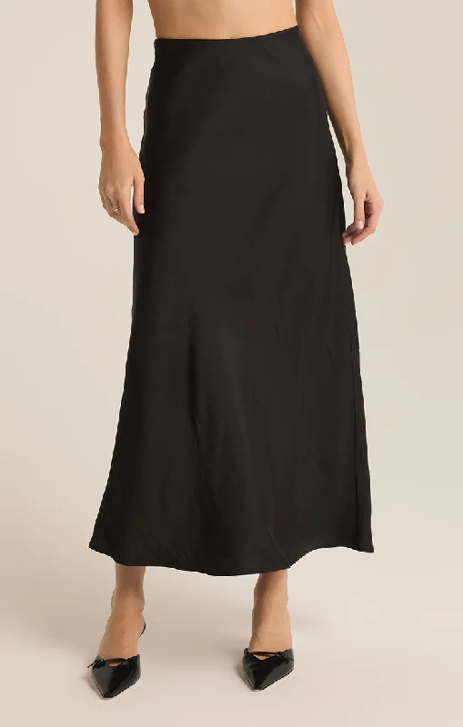 Z-Supply Europa Luxe Sheen Midi Skirt - BLACK corduroy skirt cozy