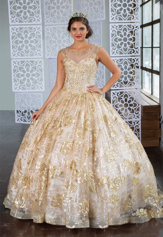 Floral Sequin Illusion Quinceanera Dress by Calla KY77239 Tunics Exclusive limited
