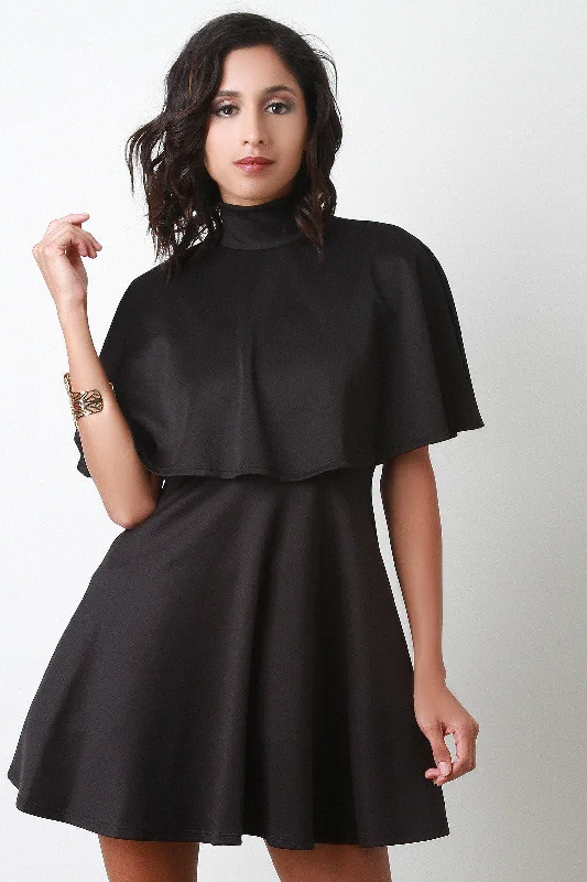 Turtleneck Cape Flare Dress Tunics Recommended stylist