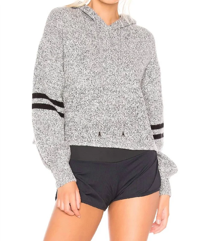 Varsity Sweater In Heather Grey Anti-Pilling Anti-Shrink Durable