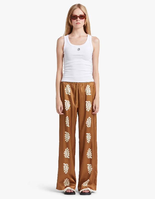 Bowden Relaxed Pant - Stencil Leaf Soft Stretch Leggings